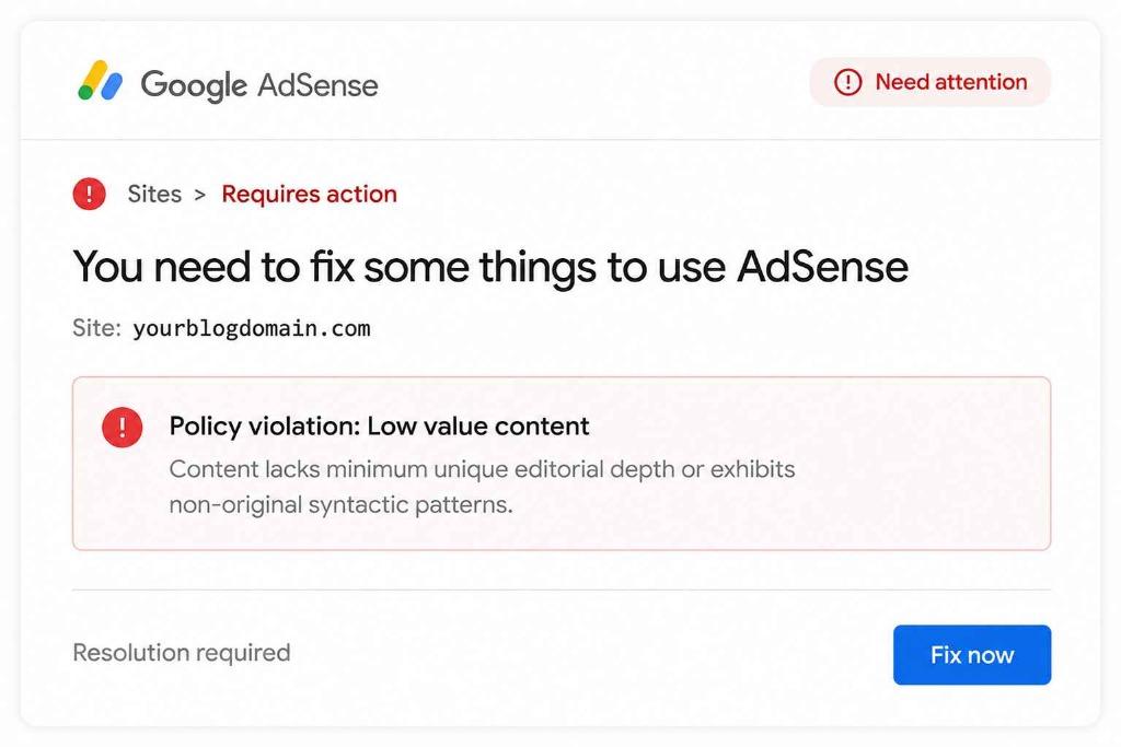 Google AdSense Disapproval Notice